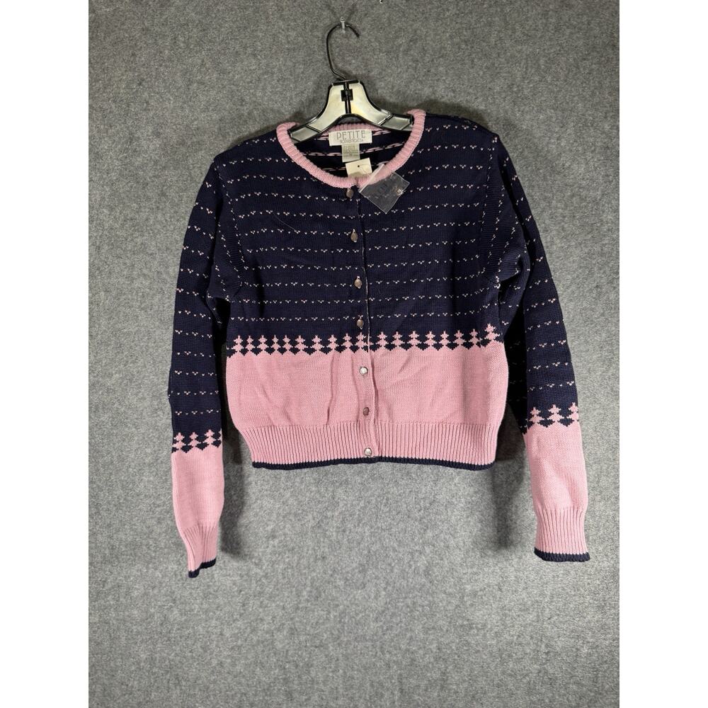 Petite Sophisticate Sweater Women M Pink Cardigan Knitted Feminine Grandmacore